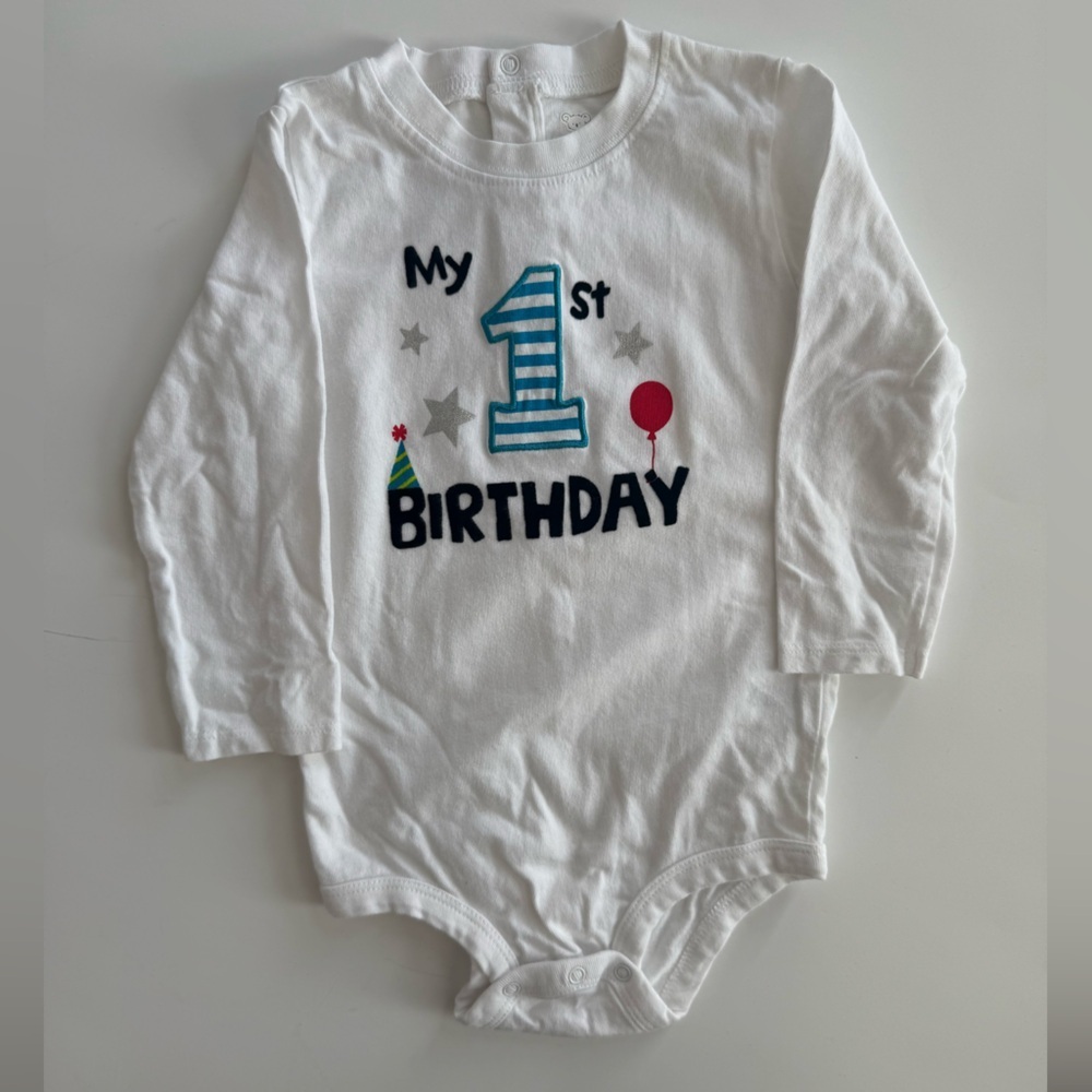 White My 1st Birthday Long Sleeve Onesie​